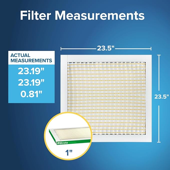 Filtrete 23.5x23.5x1 AC Furnace Air Filter, MPR 700, MERV 8, Tough on Pollen, Easy on Airflow, 3-Month Pleated 1-Inch Electrostatic Air Cleaning Filter, 4-Pack (Actual Size 23.19 x 23.19 x 0.81 in)