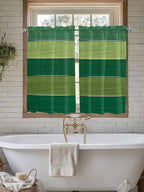 Farm Retro Green Wood Grain Window Valance Curtains, Rustic Wooden Plank Texture Light Filtering Kitchen Valance with 3-inch Rod Pocket for Living Room Bathroom Bedroom,2 Panel,52x45In
