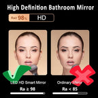 Inner Sand Smart Illuminated LED Bathroom Mirror, Wall Mounted Multifunction Bathroom Vanity Mirror with Dimmable Brightness | Sensor Touch | Demister Pad | Time Temperature(Defog+Dimmable,50x70cm)