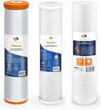 Aquaboon 5 Micron 20 x 4.5 Sediment, Iron & Manganese, CTO Whole House Water Filters Replacement Cartridges Set for 3-Stage Water Filter System