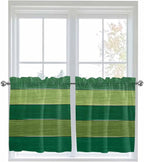 Farm Retro Green Wood Grain Window Valance Curtains, Rustic Wooden Plank Texture Light Filtering Kitchen Valance with 3-inch Rod Pocket for Living Room Bathroom Bedroom,2 Panel,27.5x36In