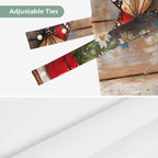 Country Flower Tie Up Valance for Window, Western Texas Star Butterfly Barn Door Adjustable Balloon Window Shade Valance Curtain for Kitchen Cafe Bathroom Window Treatment Panel 42''x18''