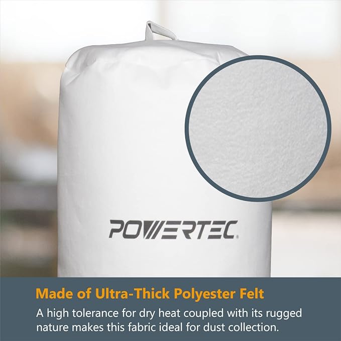 POWERTEC 70333 Dust Collector Bag, 21" x 31", 1 Micron Filter, For JET, Grizzly, Shop Fox, Wen, Harbor Freight, and POWERTEC DC-1512