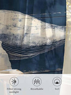 Sheer Curtains 45 Inch Length, Ocean Vintage Whale Semi Sheer Curtains Light Filtering Window Treatment, Summer Retro Wood Grain Privacy Voile Drapes for Living Room Bedroom 52x45 Inch