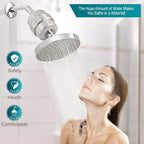 ADOVEL High Output Shower Head and Hard Water Filter, 15 Stage Shower Filter Removes Chlorine & Harmful Substances, Water Softener Showerhead for Bathroom, Rain Shower, 1 Replaceable Filter Cartridge