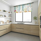 Easter Sheer Valances for Windows 54"x18", Light Filtering Kitchen Curtains Valance, Spring Watercolor Bunny Eggs Tulip Wooden Grain Rod Pocket Chiffon Curtains for Living Room Bedroom Cafe