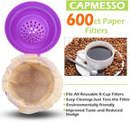 CAPMESSO Disposable Coffee Paper Filters Replacement Kerig Coffee Filters Compatible with Reusable Single Serve Pods Keurig Coffee Maker-600 Count (Natural)