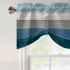 Blue Ombre Wooden Tie Up Valance Curtains for Windows, Kitchen Curtains Window Shades, Farmhouse Retro Wood Gradient Light Filtering Roman Curtain Valances for Bedroom/Bathroom/Cafe 42"x12"