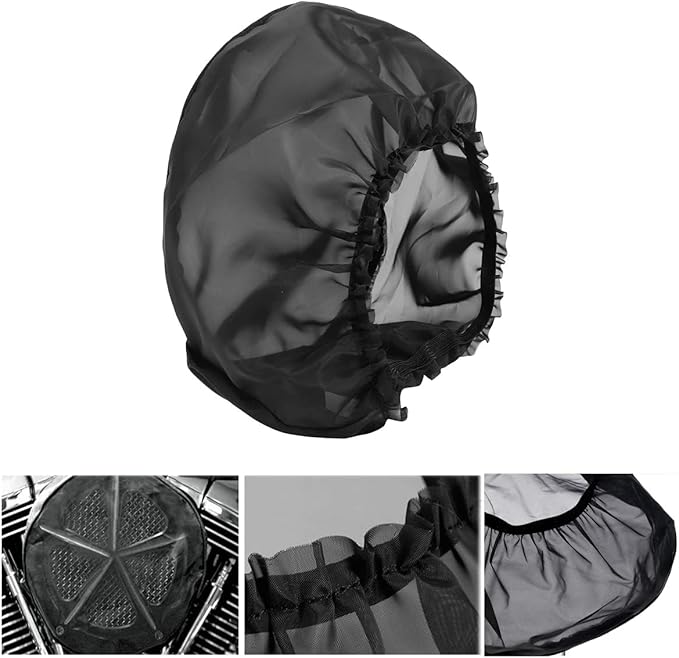 Motorcycle Air Cleaner Rain Sock Cover, Water Resistant Dust Shield, Stretch Fit Slip-On Pre Filter Wrap for Round Air Filter, Quick Install for Street Cruiser Touring Riding