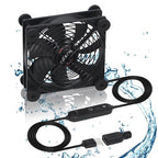 Quiet 120mm USB 5V/12V DC Fan - IPX5 Waterproof, 10 Speed, Portable Cooling Fan for Tablet, TV, Receiver, Router, DVR, Xbox, Greenhouse, Kennel, Computer Cabinet & Component Cooling