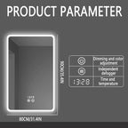 Backlit LED Illuminated Bathroom Mirror with LED Lights, Lighted Bathroom Makeup Wall Mounted Mirror with Demister Pad, Sensor Touch Switch, Horizontal/Vertical(H80*W90CM/H31.4*W35.4IN)