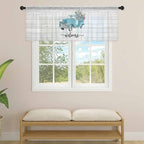 Welcome Sheer Valance Curtains, Summer Car with Cactus Succulents Grey Wood Grain Light Filtering Kitchen Valances Rod Pocket Voile Curtain Window Treatment for Bedroom/Living Room/Basement 42Wx12L