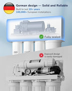 Ecoviva 800GPD UnderSink Reverse Osmosis System, German Design with NSF/ANSI 58 61 372 Tankless 3:1 Pure to Drain 9-Stage, 10 Years Robust Alkaline RO Water Filtration, Fully Sealed Noise Reduction