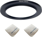 58mm Lens to 72mm Camera Lens Adapter 58mm to 72mm Step Up Ring Adapter Ring for All Brands of UV ND CPL, with Premium Lens Wiping Cloth 2 Pack (58mm-72mm)
