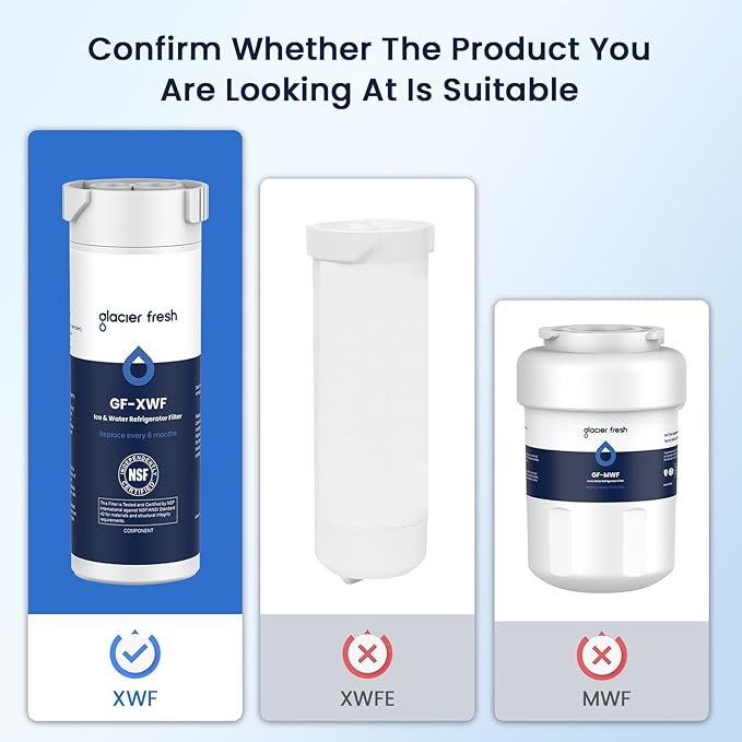 GLACIER FRESH XWF Replacement For GE XWF Refrigerator Water Filter Pack of 2 (Not for XWFE)