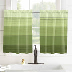 Gradient Green Wooden Board Window Valance Curtains, Retro Country Wood Grain Light Filtering Kitchen Valance with 3-inch Rod Pocket for Living Room Bathroom Bedroom,2 Panel,42x45In