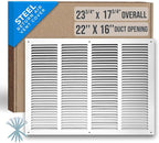 Fits 22x16 Duct Opening | Steel Return Air Grille by Handua | Vent Cover Grill for Sidewall and Ceiling | White | HVAC Cold Air Intake Grille | Outer Dimensions: 23.75"W X 17.75"