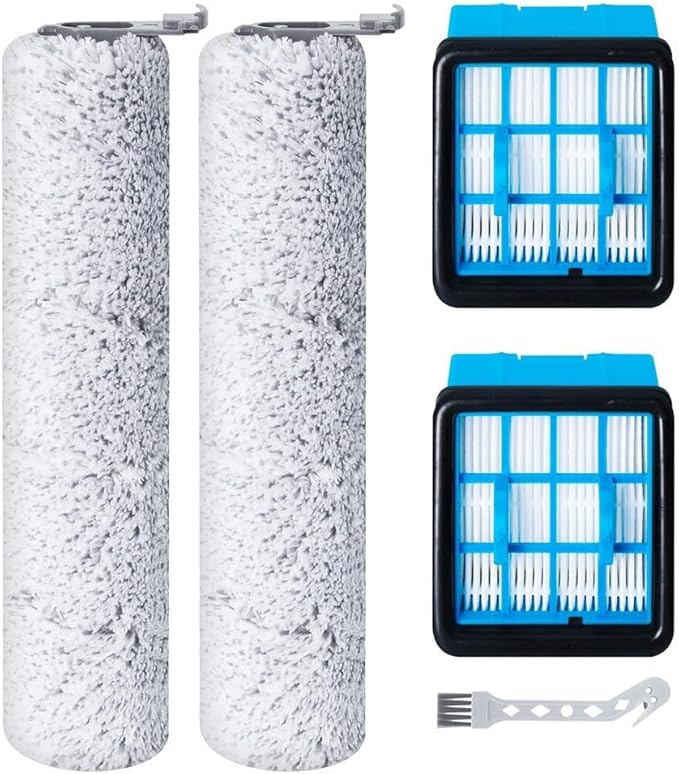 Replacement Roller Brush and Washable Filter Kit Compatible with for CrossWave for OmniForce 3912N 4046 Wet Dry Floor Scrubber