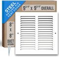 Fits 8x8 Duct Opening | Steel Return Air Grille by Handua | Vent Cover Grill for Sidewall and Ceiling | White | HVAC Cold Air Intake Grille | Outer Dimensions: 9.75"W X 9.75"