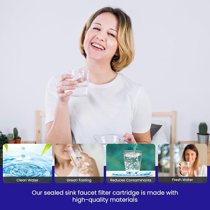 Crystal Quest Faucet Mount Filter Cartridge – Advanced Multi-Stage Filtration for Chlorine, Heavy Metals, VOCs, & More 6-12 Months Lifespan, Easy Tool-Free Installation [Pack of 4]