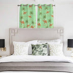 2 Panel Kitchen Cafe Curtains, Desert Camels Sunlight Filtering Nature Air Through, Home Decor Window Covering Tier Curtains for Living Room 104W x 52L inch Tropical Date Palm Trees Animal Green