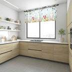 Easter Sheer Valances for Windows 42"x12", Light Filtering Kitchen Curtains Valance, Spring Watercolor Eggs Country Tulip Flower Plant Rod Pocket Chiffon Curtains for Living Room Bedroom Cafe