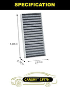 Cabin Air Filter w/Activated Carbon for Jeep Wrangler (2011-2017), Wrangler JK (2018), OE# 55111302AA, 68233626AA, CF11777, C16177E, P3923WS