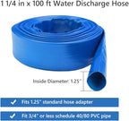 Eastrans 1-1/4''x100ft Blue PVC Lay-Flat Backwash Hose for Swimming Pools, Heavy Duty Discharge Hose Reinforced Pool Drain Hose, Weather Resistant Ideal for Water Transferring