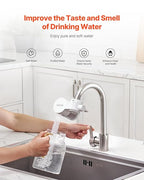 VEVOR Faucet Mount Water Filter, Horizontal Water Purifier for Sink Tap, Carbon Fiber Filters, Removes Chlorine Lead with 1 Filter, Fits Most Kitchen or Bathroom Faucets, White