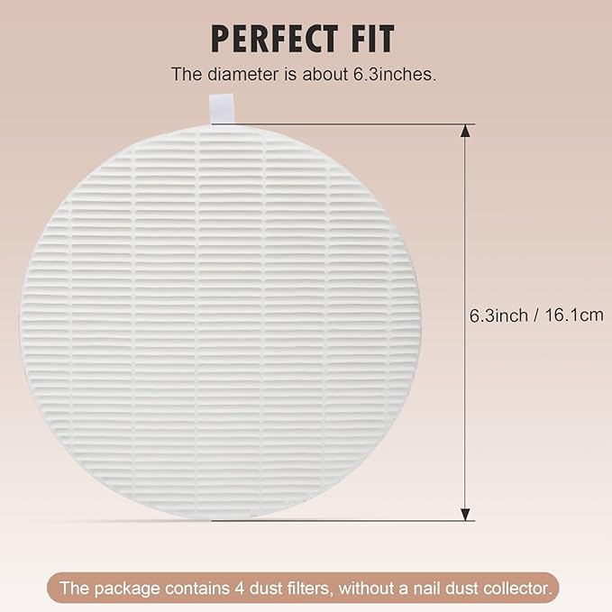 4 Pack Replacement Filters Compatible with MelodySusie HPro/SProR Nail Dust Collector, Home or Nail Salons Use Reusable Refill Filters for Nail Dust Vacuum Machine
