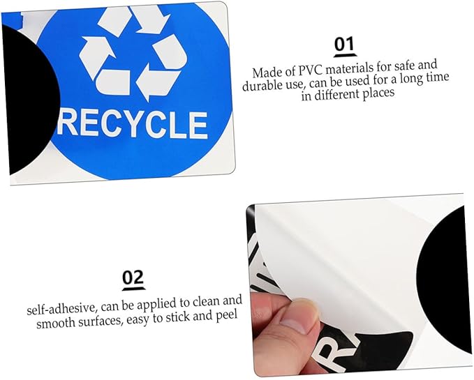 8pcs Trash Can Stickers for Waste Sorting Garbage Classification Decals Black and Blue for Easy Recycling and Sustainable Habits