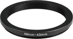 49-43mm Metal Step-Down Ring Adapter Compatible with Mirrorless Cameras DSLR Lens, UV CPL ND Filter Thread Converter, Black