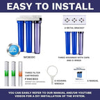 iSpring Whole House Water Filter System, Highly Reduces up to 99% Chlorine, Sediment, Taste, Odor, 3-Stage Water Filtration System w/Clear 1st-Stage Housing, Model: WCB32C, 3/4" Inlet/Outlet