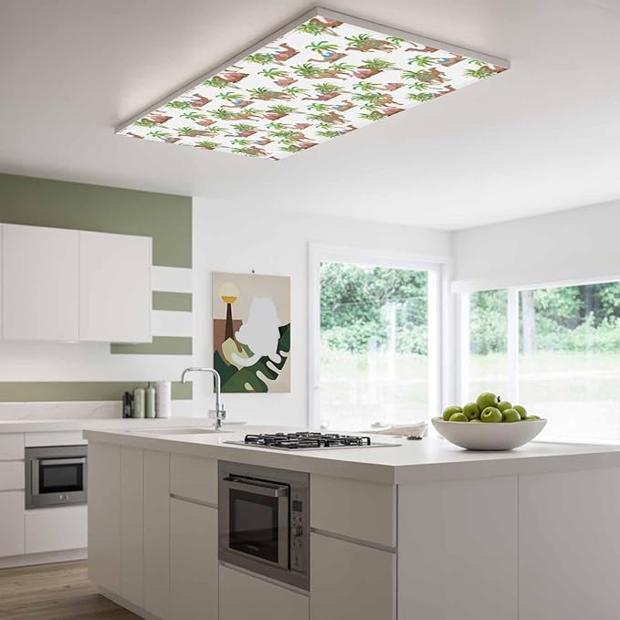 Fluorescent Light Covers for Ceiling Lights Deserts Camels Magnetic Light Filters 1 Pack 4x2 ft Southwest Date Trees Ceiling Lights Cover for Classroom Office School Home Drop Lamp Decor