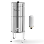 Culligan MaxClear 2.25 Gallon Gravity Water Filter System, Polished Stainless-Steel Countertop Water Filter NSF/ANSI Certified to Reduce Microplastics, Lead & Total PFAS, with 1 Ceramic Filter