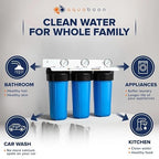 Aquaboon 3-Stage Whole House Water Filter System with 5 Micron 10x4.5 House Water Purification Reducing Sediment, Ganular Activated Carbon (GAC) and Carbon Chlorine Reduction Filter, Wrench, Bracket