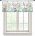 Summer Beach Sheer Valance Curtains, Ocean Colorful Coral Shell Seaweed Starfish Light Filtering Kitchen Valances Rod Pocket Voile Curtain Window Treatment for Bedroom/Living Room/Basement 60Wx18L