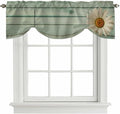 Daisy Flower Tie Up Valance Curtains for Windows, Kitchen Curtains Window Shades, Modern Art Floral Farmhouse Teal Wooden Grain Light Filtering Roman Curtain Valances for Bedroom/Bathroom/Cafe 60"x18"