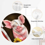 Pigs Sunflowers Bathroom Curtains 63 Inch Length, Window Curtains Tab Top, Farmhouse Red Barn Flowers Animals Light Filtering Window Treatments Drapes 52"x63" 2 Panel
