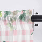 Easter Sheer Valances for Windows 54"x18", Light Filtering Kitchen Curtains Valance, Spring Watercolor Bunny Eggs Flower Leaf Pink Plaid Rod Pocket Chiffon Curtains for Living Room Bedroom Cafe