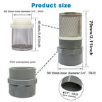DN20 inch Stainless Steel Filter Cover Connected to 3/4" DN20 Grey PVC Water Pipe, Suction Strainers Used to Remove Debris and Reduce Solid Entry(1pcs)