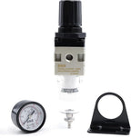 SNS Compressed Air Filter Regulator Piggyback Combo 1/4”NPT- Semi-auto Drain, Bracket, Gauge Poly Bowl AW2000-N02A