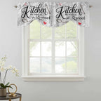 Kitchen Knife Fork Tie Up Valance Curtains for Windows, Kitchen Curtains Window Shades, Vintage Love Heart Grey Wood Grain Light Filtering Roman Curtain Valances for Bedroom/Bathroom/Cafe 54"x18"