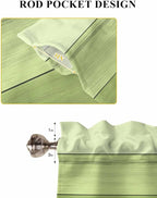Gradient Green Wooden Board Window Valance Curtains, Retro Country Wood Grain Light Filtering Kitchen Valance with 3-inch Rod Pocket for Living Room Bathroom Bedroom,2 Panel,42x54In