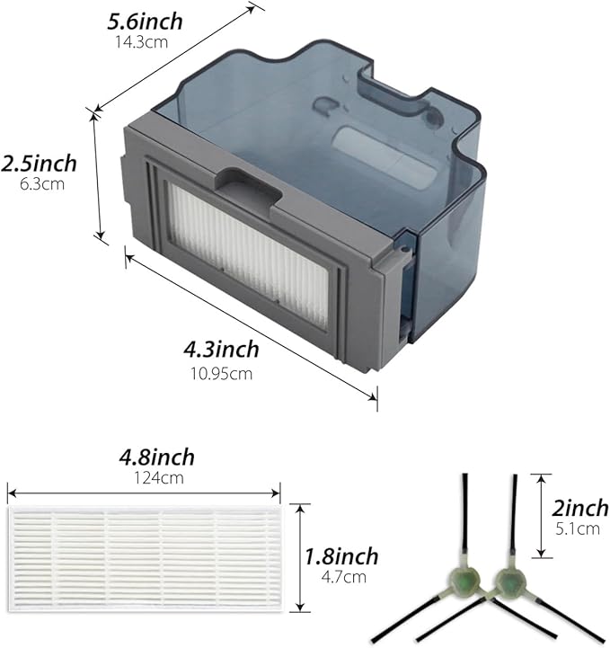 Usoway Robot Vacuum Replacements Parts Fit For Lefant M210/M213/M210b, For Okp K2 K2p K3 K4 K5 L1 K2p Robot Vacuum Cleaner, Vacuum Dust Pan, Side Sweep Edge Brush HEPA Filter (Dustbin-1pc), JCH-1546