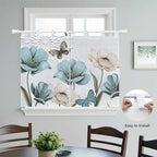 Blue Tulips Bedroom Curtains 63 Inch Length, Window Curtains Tab Top, Watercolor Flowers Butterfly Spring Farmhouse Blue Light Filtering Window Treatments Drapes 42"x63" 2 Panel