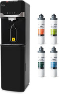 iSpring Bottleless Water Dispenser with Built-in 4-Stage Filtration, Chloramine Removal, Water Cooler Dispenser - Hot, Cold, Room Temp, Self Cleaning, Black，Model: DS4B-NC