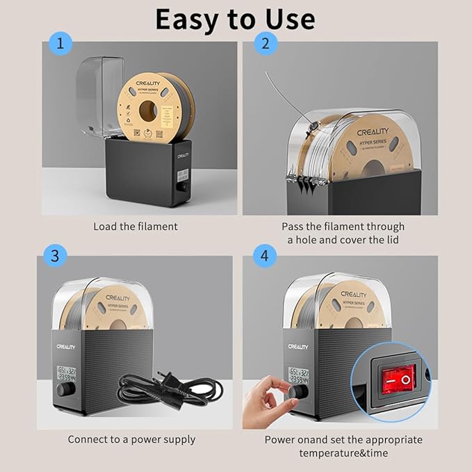 2025 New Creality Official Filament Dryer Box 2.0 with Fans-Christmas Gifts, Upgraded 1KG 3D Printer Material Dehydrator Keep Materials Dry During Printing Storage Drier for PLA PETG ABS TPU Nylon