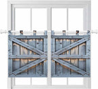 Farmhouse Wood Grain Kitchen Curtains 24 Inch Length, Small Window Curtains Tab Top, Vintage Country Barn Gate Textured Light Filtering Short Window Treatments Tier Drapes 27.5"x24" 2 Panel