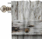 Kitchen Curtains Tiers and Valance Set of 3, Vintage Gate Light Filtering Window Curtain Set, Farmhouse Wooden Grain Shabby Chic Door Rod Pocket Curtain Drapes for Cafe, Living Room, 36 Inches Tiers